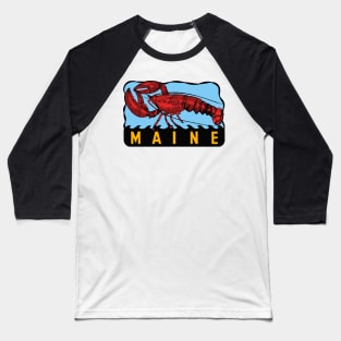 Vintage Style Maine New England Decal Baseball T-Shirt